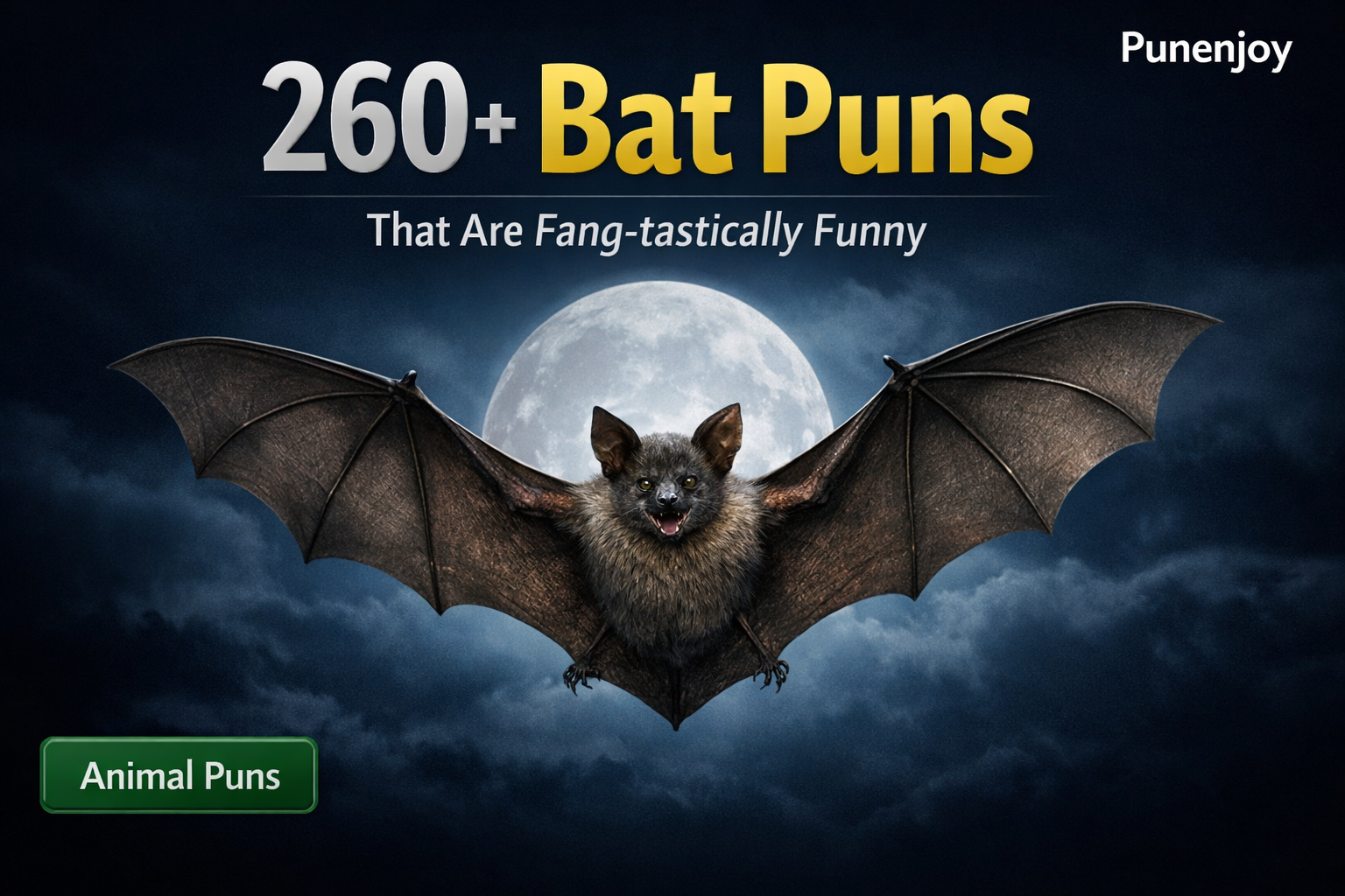 Funny bat puns collection with cute cartoon bat illustration